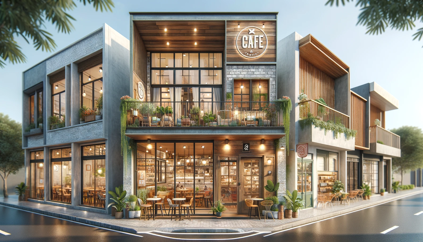 2 storey cafe shopfront design