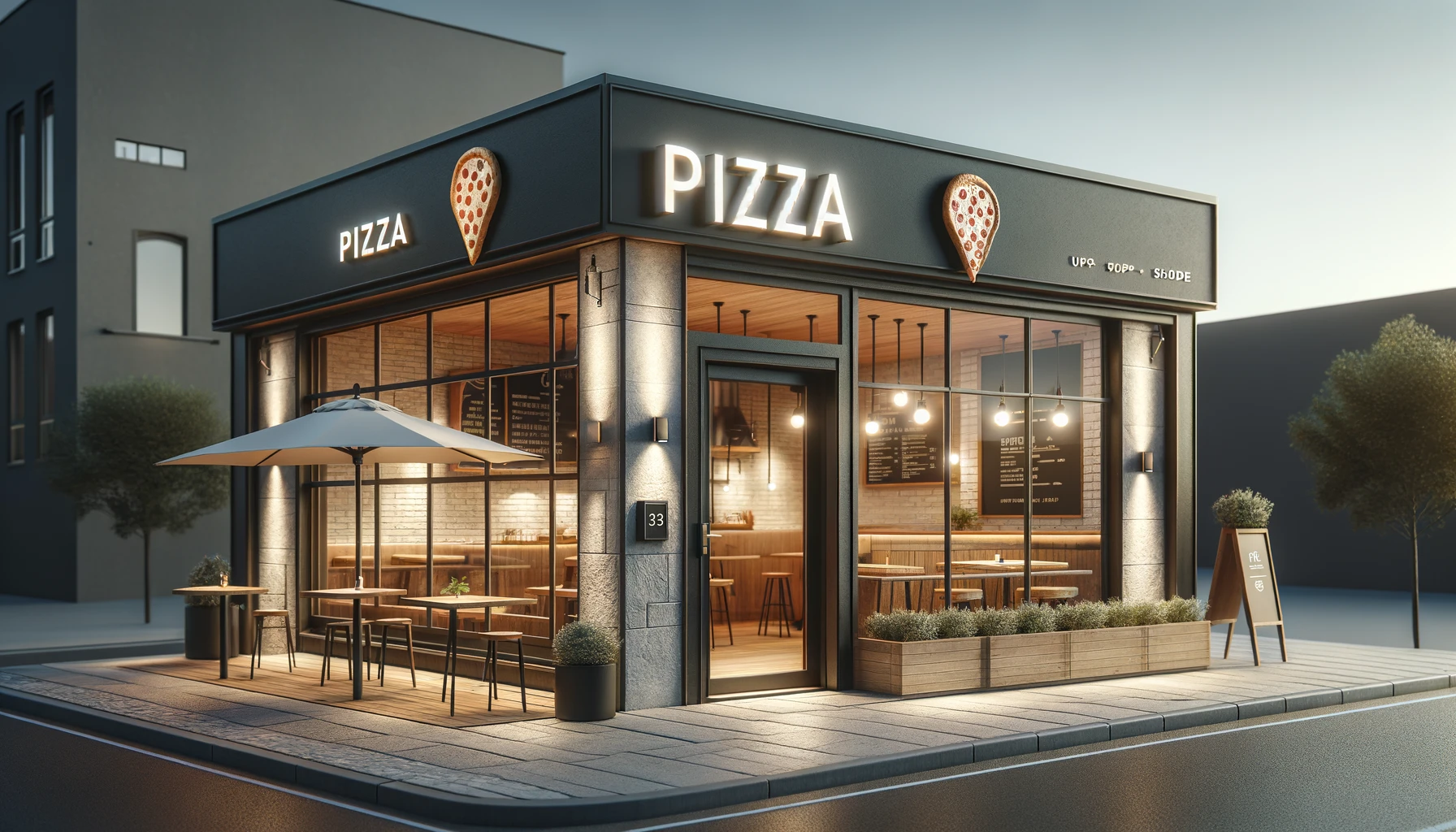 pizza shop front design ideas